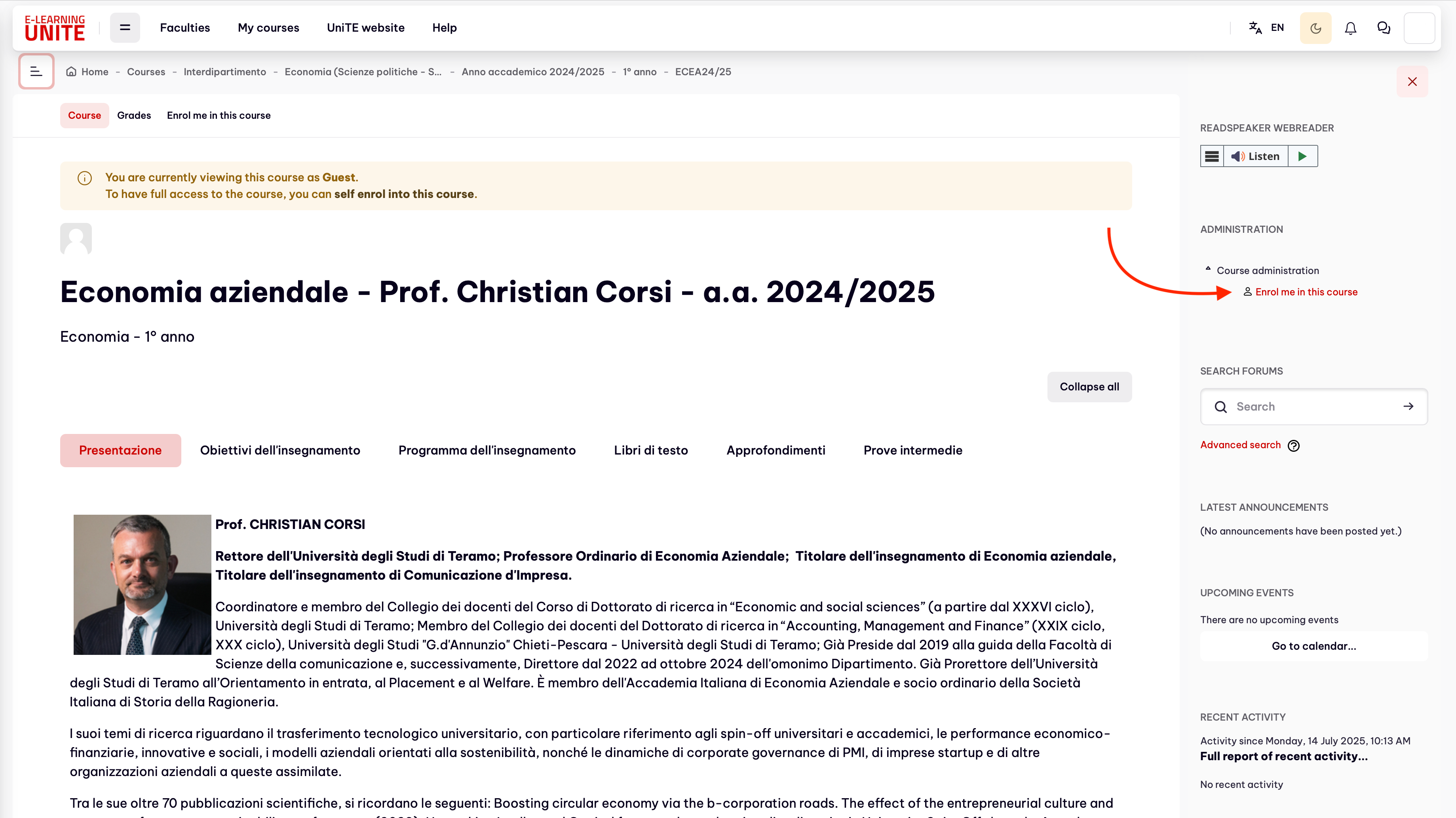 Enroll on a course